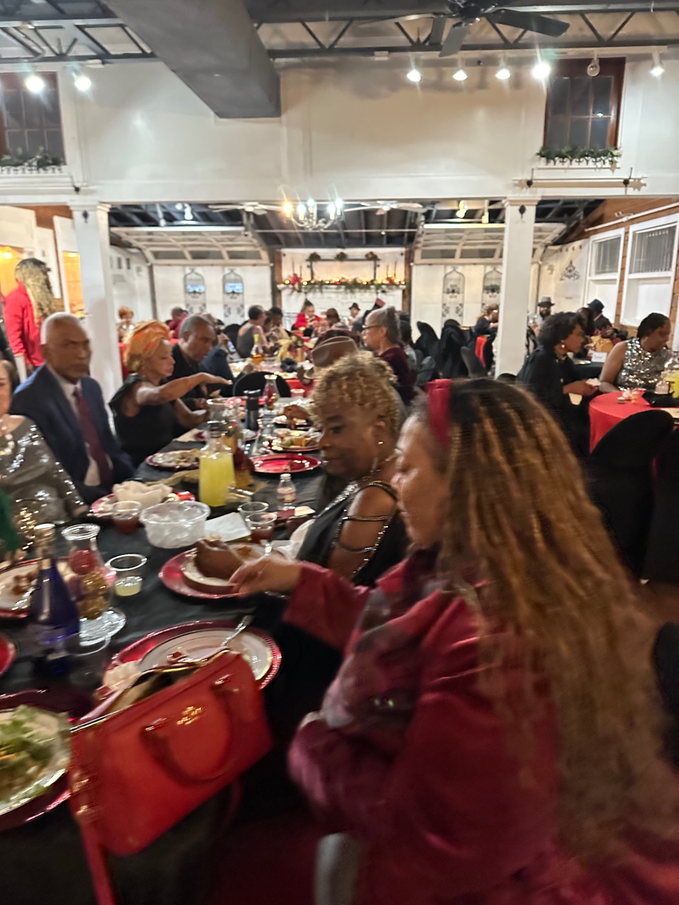 Full room Christmas dinner celebration